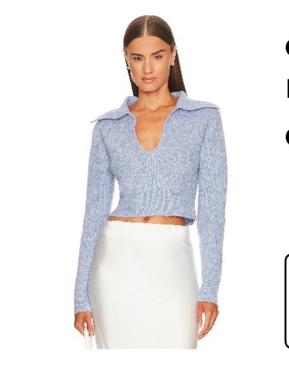 REVOLVE Sky Blue Ribbed V-Neck Collared Sweater